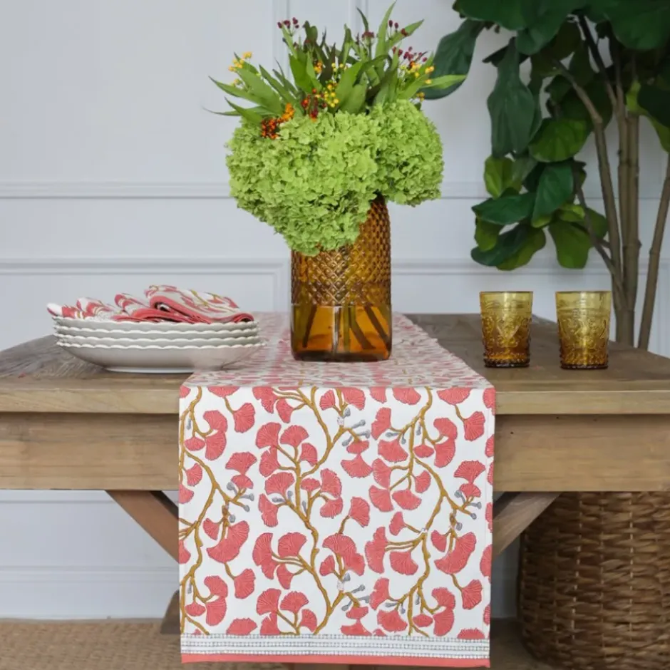 Pomegranate Inc Ginkgo Coral Table Runner^ Table Runners