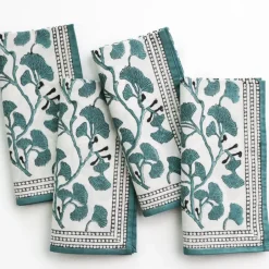 Pomegranate Inc Ginkgo Teal Napkins | Set of 4^ Napkins