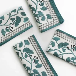 Pomegranate Inc Ginkgo Teal Napkins | Set of 4^ Napkins