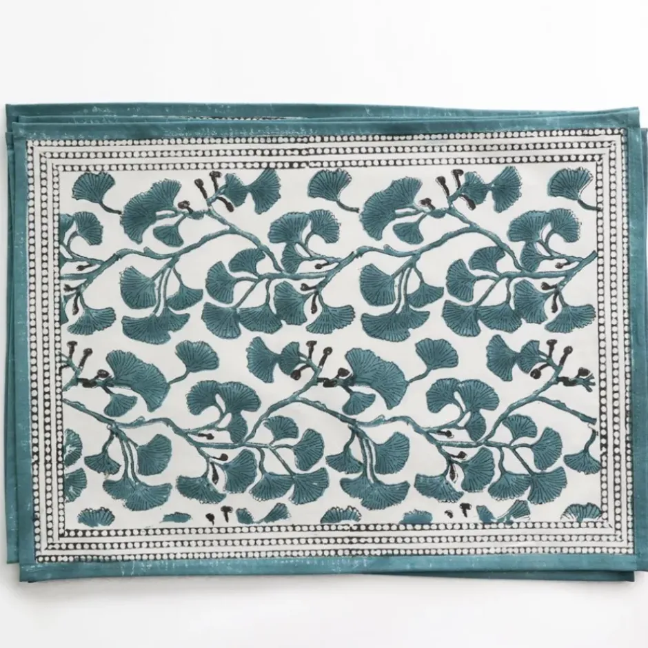 Pomegranate Inc Ginkgo Teal Placemat | Set of 4^ Printed Placemats