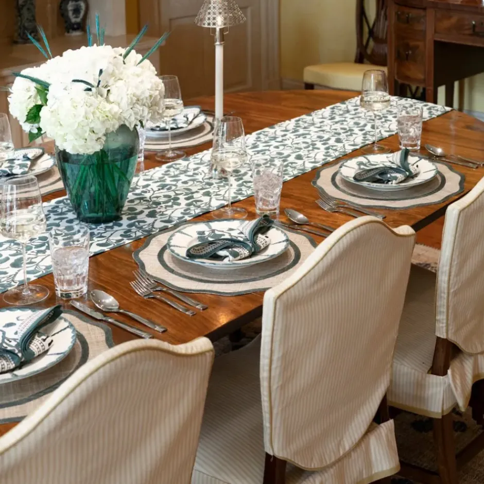 Pomegranate Inc Ginkgo Teal Table Runner^ Table Runners