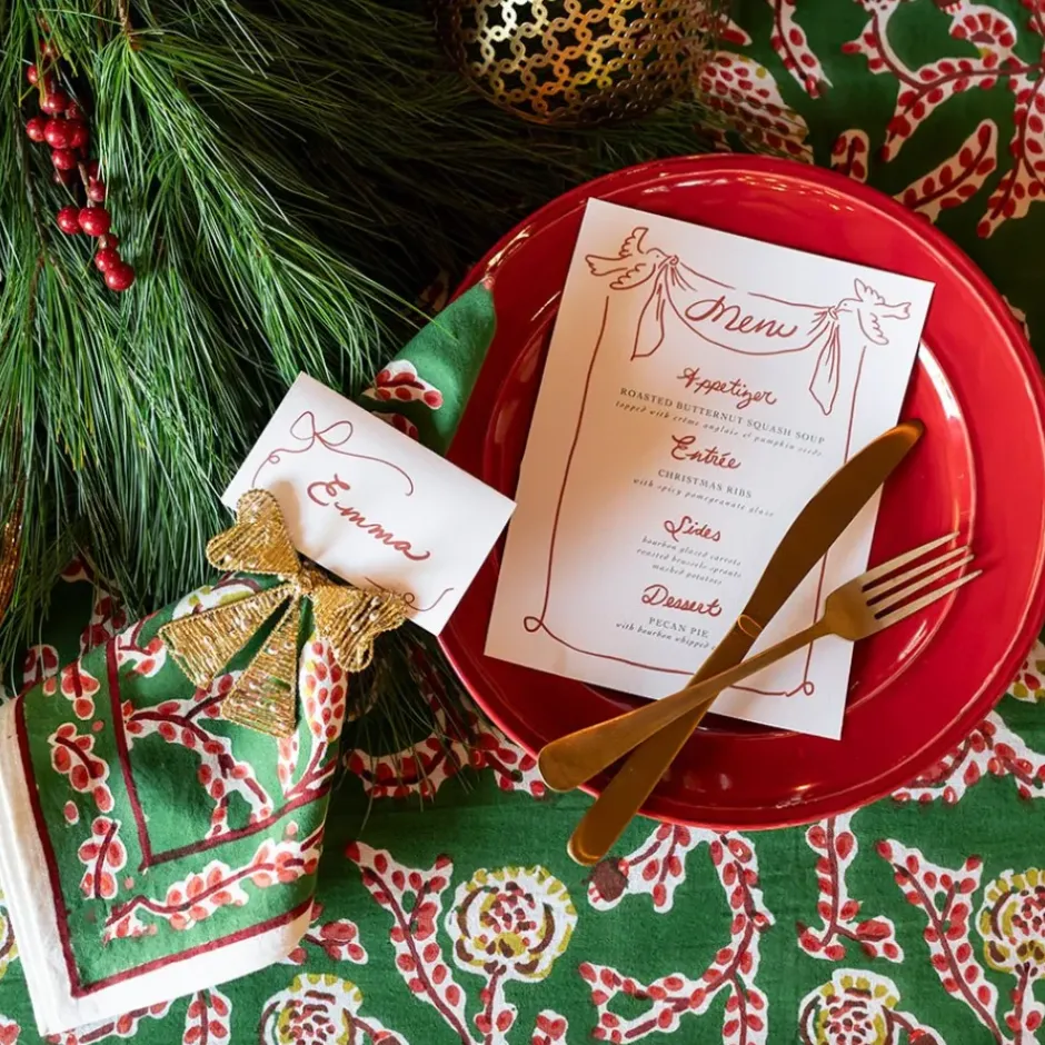 Pomegranate Inc Gold Bow Beaded Napkin Ring | Set of 4^ Napkin Rings