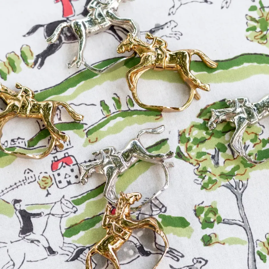 Pomegranate Inc Gold Jockey Napkin Ring | Set of 4^ Napkin Rings