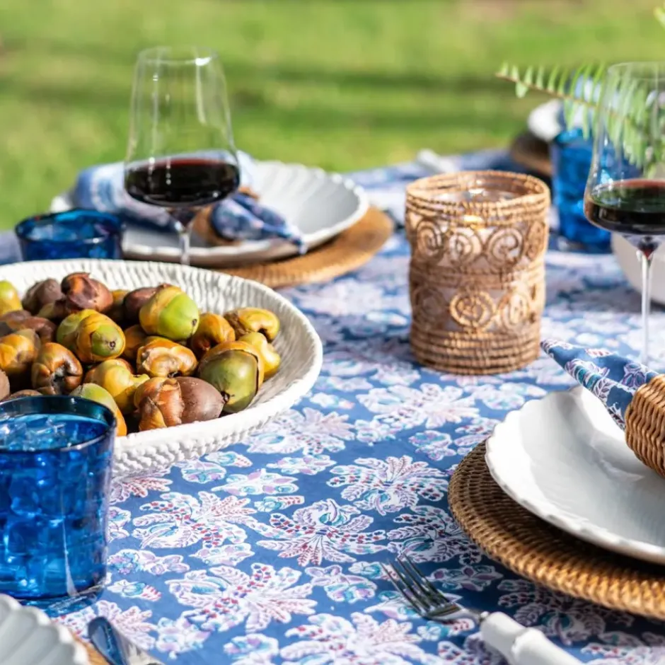 Pomegranate Inc Grecian Palm Blue & Orchid Tablecloth^ Tablecloths