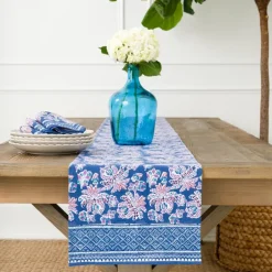 Pomegranate Inc Grecian Palm Blue & Orchid Table Runner^ Table Runners