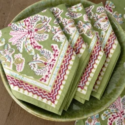 Pomegranate Inc Grecian Palm Fern & Magenta Napkin | Set of 4^ Napkins