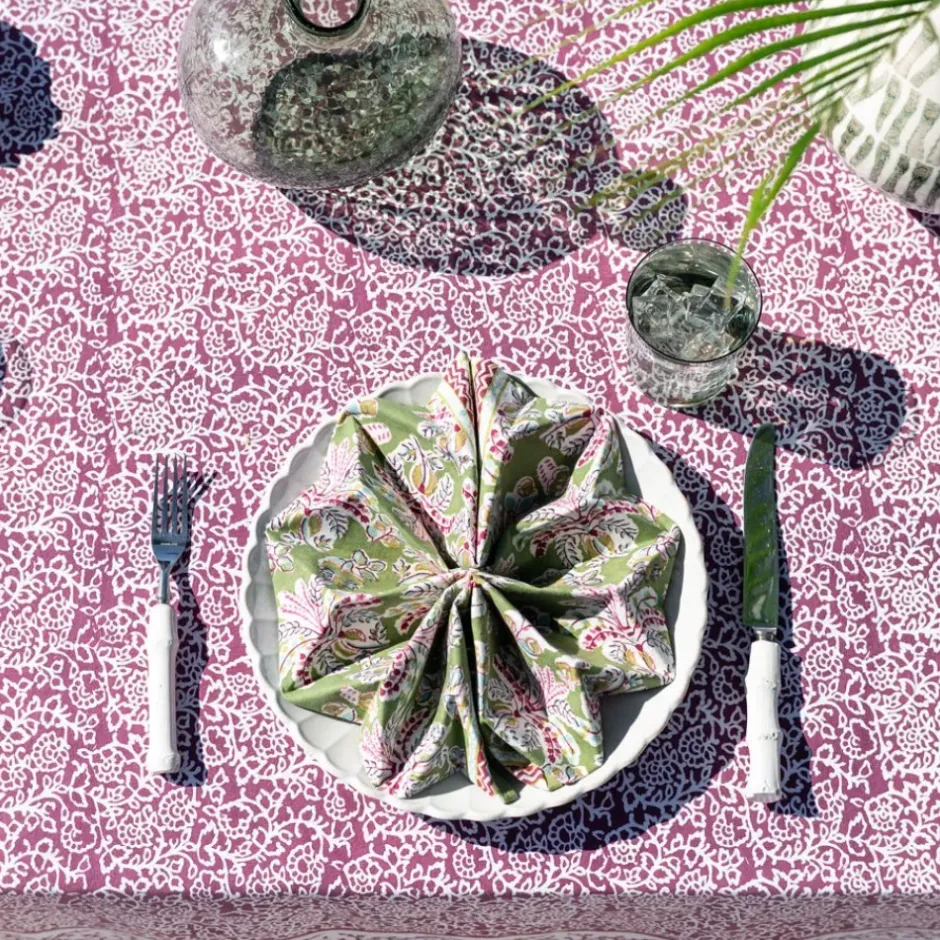 Pomegranate Inc Grecian Palm Fern & Magenta Napkin | Set of 4^ Napkins