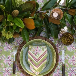 Pomegranate Inc Grecian Palm Fern & Magenta Napkin | Set of 4^ Napkins