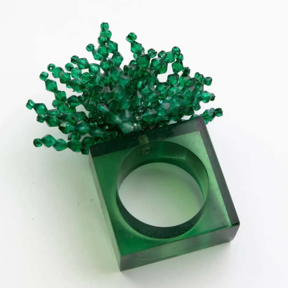 Pomegranate Inc Green Acrylic Beaded Napkin Ring | Set of 4^ Napkin Rings