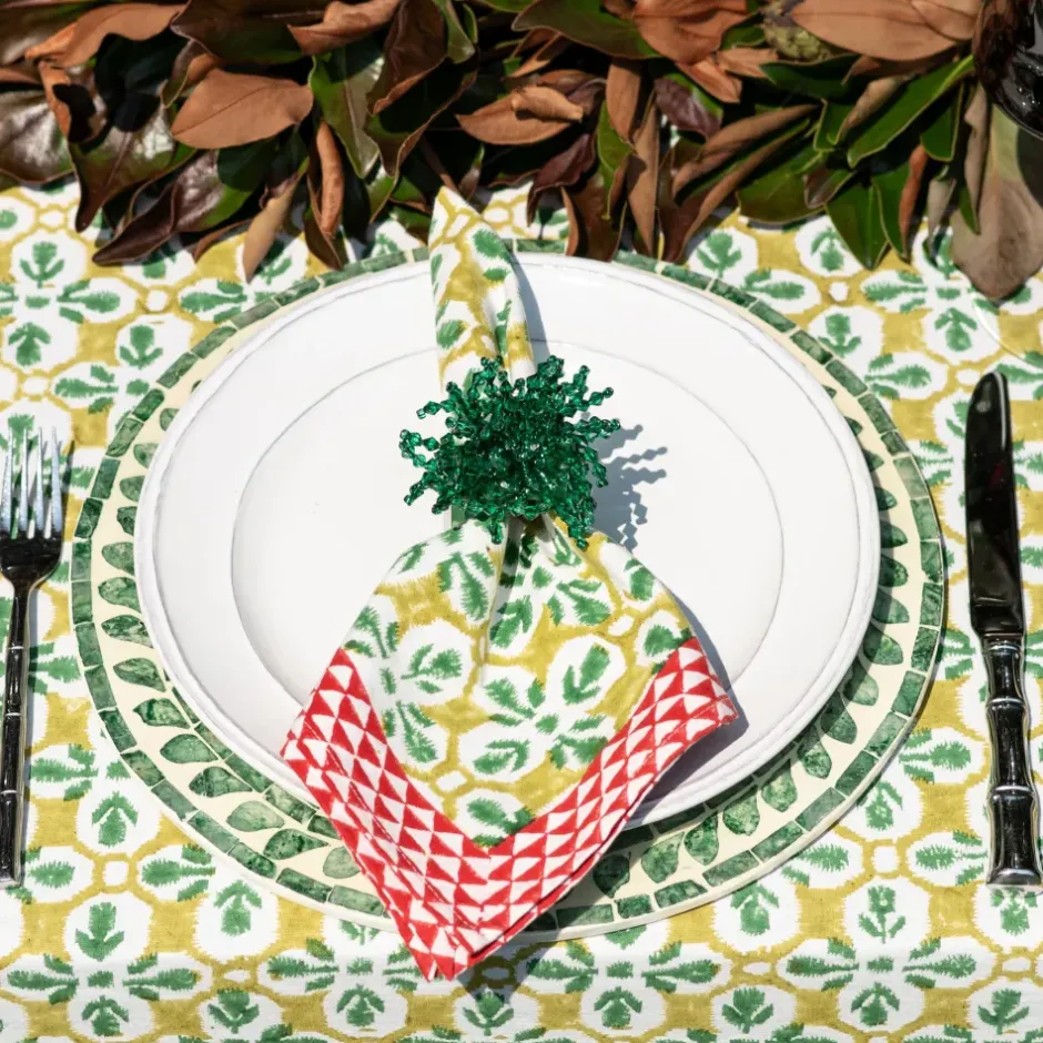 Pomegranate Inc Green Acrylic Beaded Napkin Ring | Set of 4^ Napkin Rings