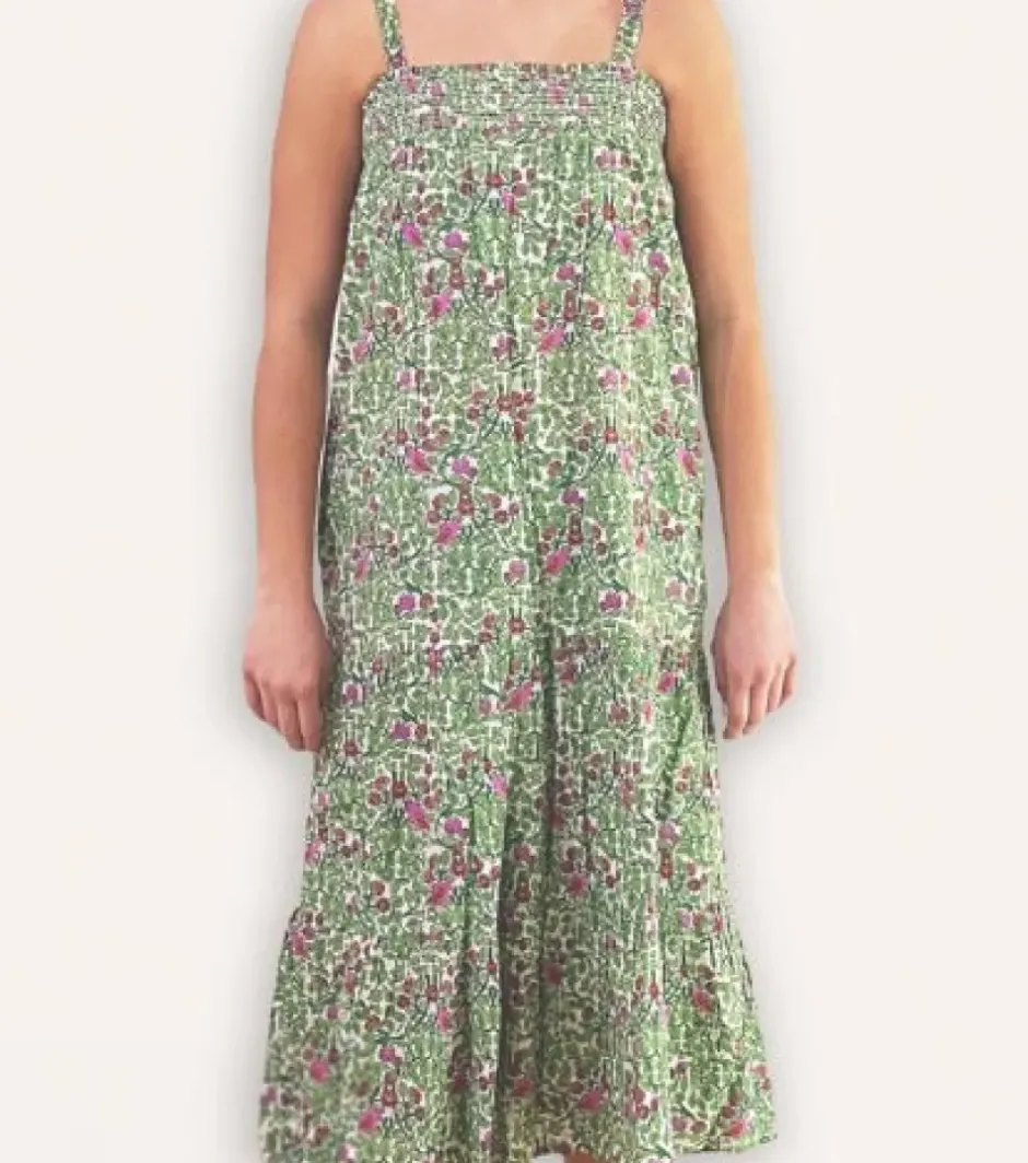 Pomegranate Inc Green & Pink Bird Long Babydoll Dress^ Everyday Dresses