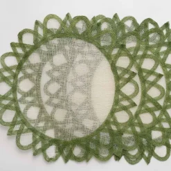 Pomegranate Inc Green Edge Woven Round Placemats | Set 4^ Woven Placemats