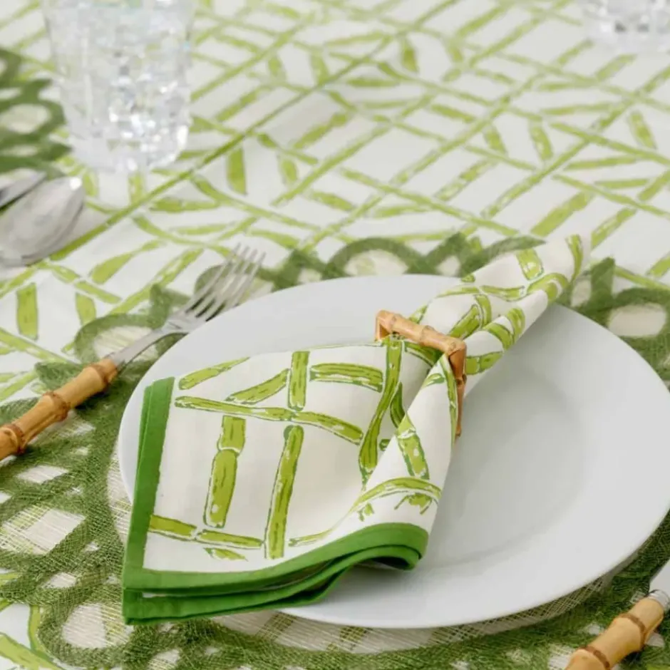 Pomegranate Inc Green Edge Woven Round Placemats | Set 4^ Woven Placemats