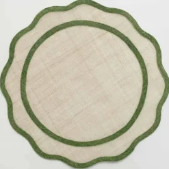 Pomegranate Inc Green Scalloped Edge Woven Placemats | Set 4^ Woven Placemats