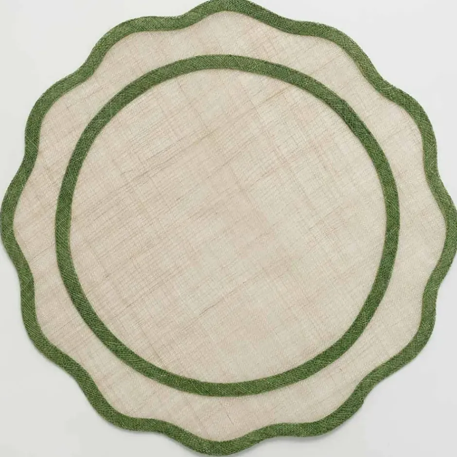 Pomegranate Inc Green Scalloped Edge Woven Placemats | Set 4^ Woven Placemats
