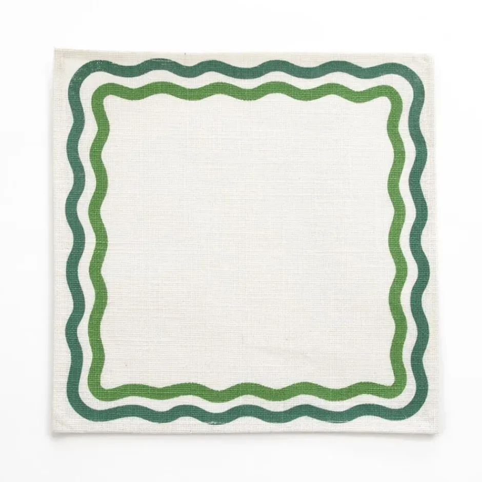 Pomegranate Inc Green Square Wave Placemat | Set of 4^ Woven Placemats