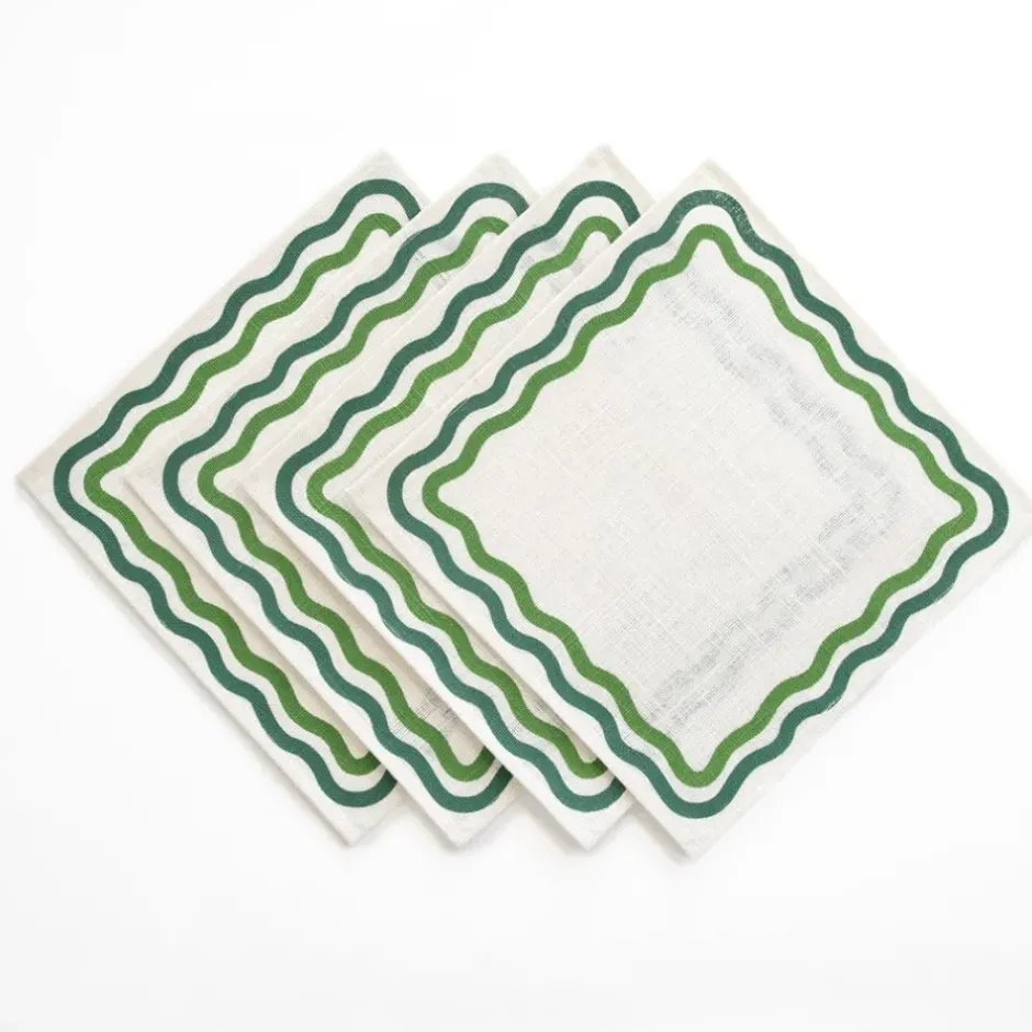 Pomegranate Inc Green Square Wave Placemat | Set of 4^ Woven Placemats