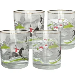 Pomegranate Inc Hunt Scene Bourbon Glass | Set of 4^ Glassware & Barware