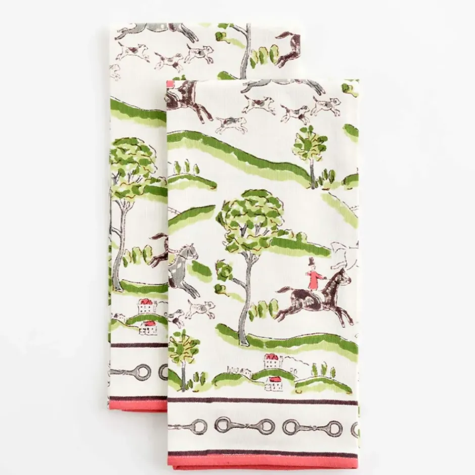 Pomegranate Inc Hunt Scene Tea towels^ Tea Towels