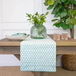 Pomegranate Inc India Hicks Cuban Cross Palladian Blue Table Runner^ Table Runners