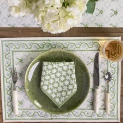 Pomegranate Inc India Hicks Cuban Flower Blue & Green Placemats^ Printed Placemats