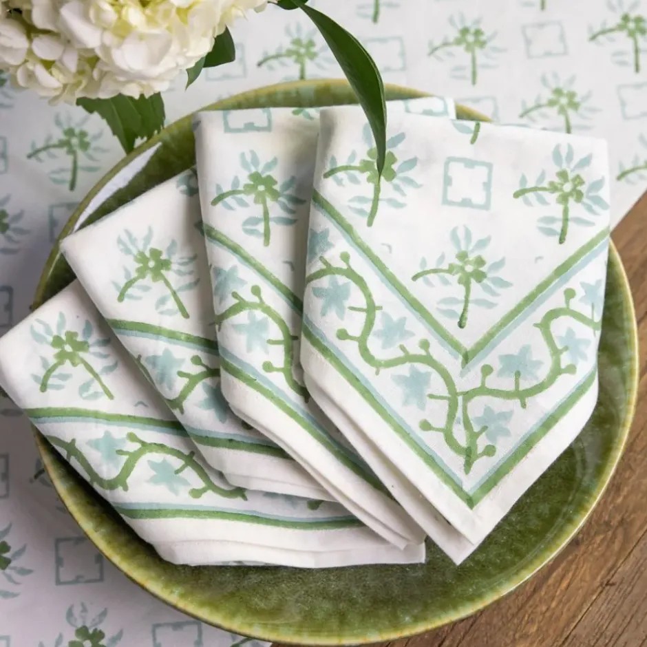 Pomegranate Inc India Hicks Cuban Flower Blue & Green Napkins^ Napkins