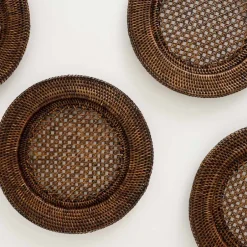 Pomegranate Inc India Hicks Home Antique Brown Rattan Charger | Set of 4^ Rattan, Wicker & Bamboo|Woven Placemats