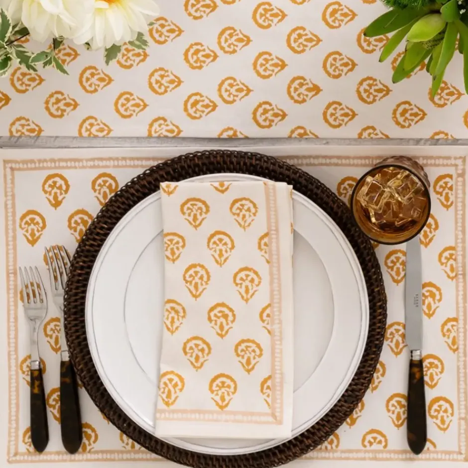 Pomegranate Inc India Hicks Home Carnation Golden Placemat | Set of 4^ Printed Placemats