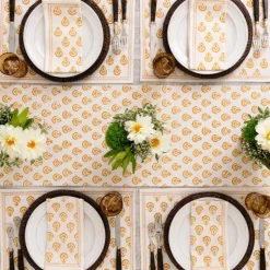 Pomegranate Inc India Hicks Home Carnation Golden Placemat | Set of 4^ Printed Placemats