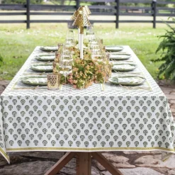 Pomegranate Inc India Hicks Home Carnation Hunter Green Tablecloth^ Tablecloths