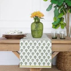 Pomegranate Inc India Hicks Home Carnation Hunter Green Table Runner^ Table Runners