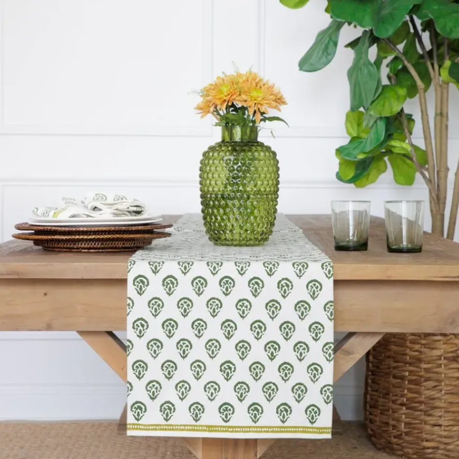 Pomegranate Inc India Hicks Home Carnation Hunter Green Table Runner^ Table Runners