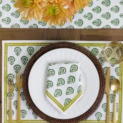 Pomegranate Inc India Hicks Home Carnation Hunter Green Placemat | Set of 4^ Printed Placemats