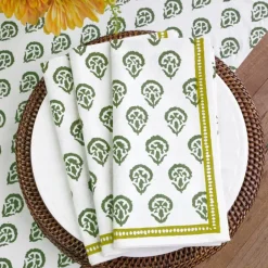 Pomegranate Inc India Hicks Home Carnation Hunter Green Napkin | Set of 4^ Napkins