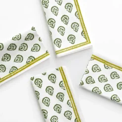 Pomegranate Inc India Hicks Home Carnation Hunter Green Napkin | Set of 4^ Napkins