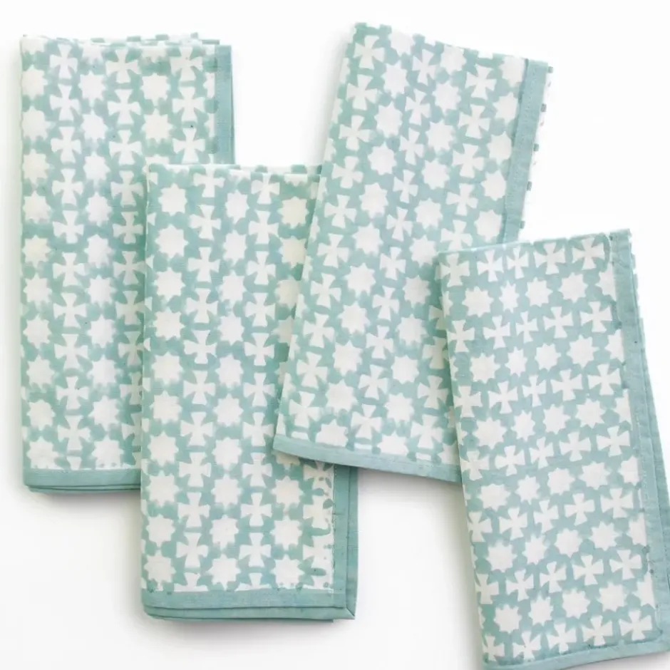 Pomegranate Inc India Hicks Home Cuban Cross Palladian Blue Napkins^ Napkins
