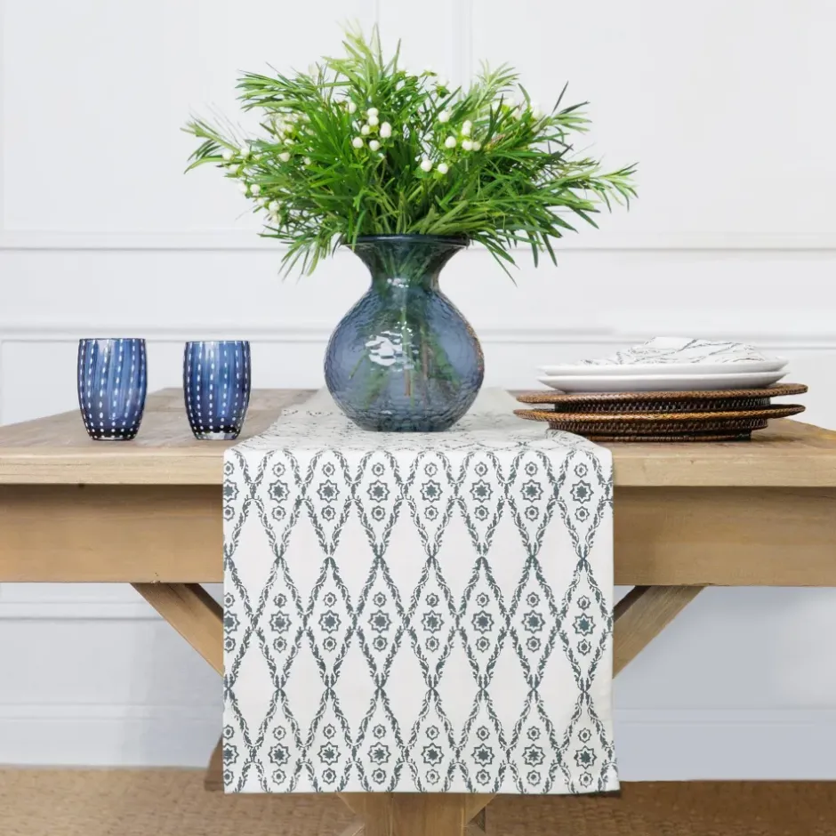 Pomegranate Inc India Hicks Home Diamond Blue Table Runner^ Table Runners