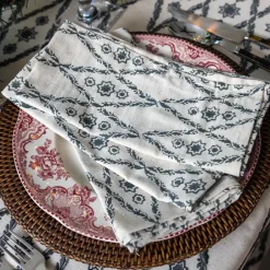 Pomegranate Inc India Hicks Home Diamond Blue Napkins | Set of 4^ Napkins