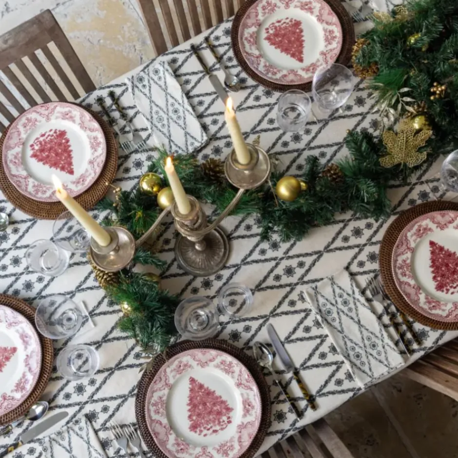 Pomegranate Inc India Hicks Home Embroidered Diamond Blue Tablecloth^ Tablecloths