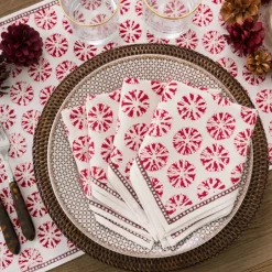 Pomegranate Inc India Hicks Home Sea Biscuit Red Napkin | Set of 4^ Napkins