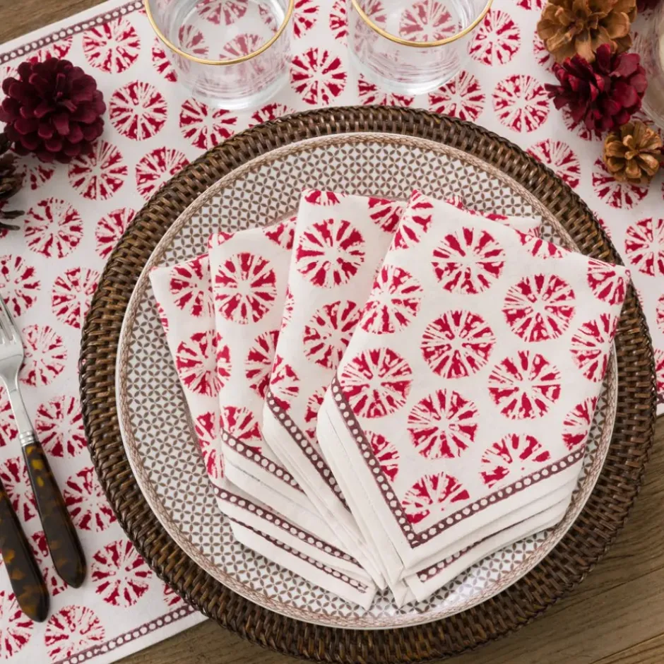 Pomegranate Inc India Hicks Home Sea Biscuit Red Napkin | Set of 4^ Napkins