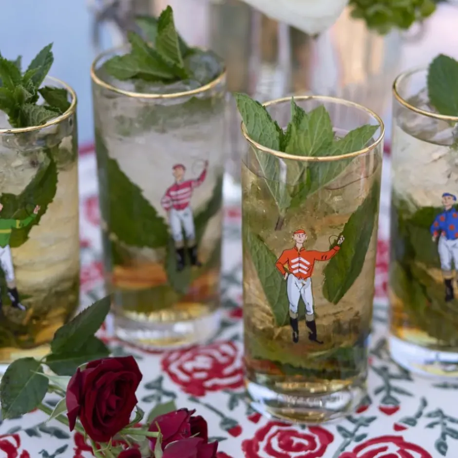 Pomegranate Inc Jockeys Drinking Glasses Mixed Set of 4^ Glassware & Barware
