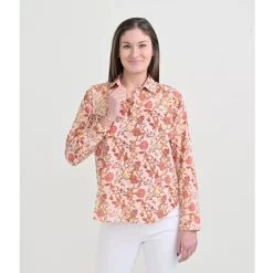 Pomegranate Inc Mila Floral Blush Button Down Blouse^ Tops & Tunics