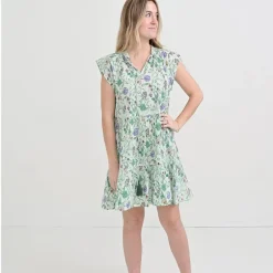 Pomegranate Inc Mila Floral Emerald Cap Sleeve Flounce Dress^ Everyday Dresses
