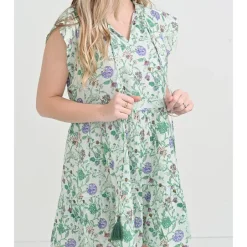 Pomegranate Inc Mila Floral Emerald Cap Sleeve Flounce Dress^ Everyday Dresses