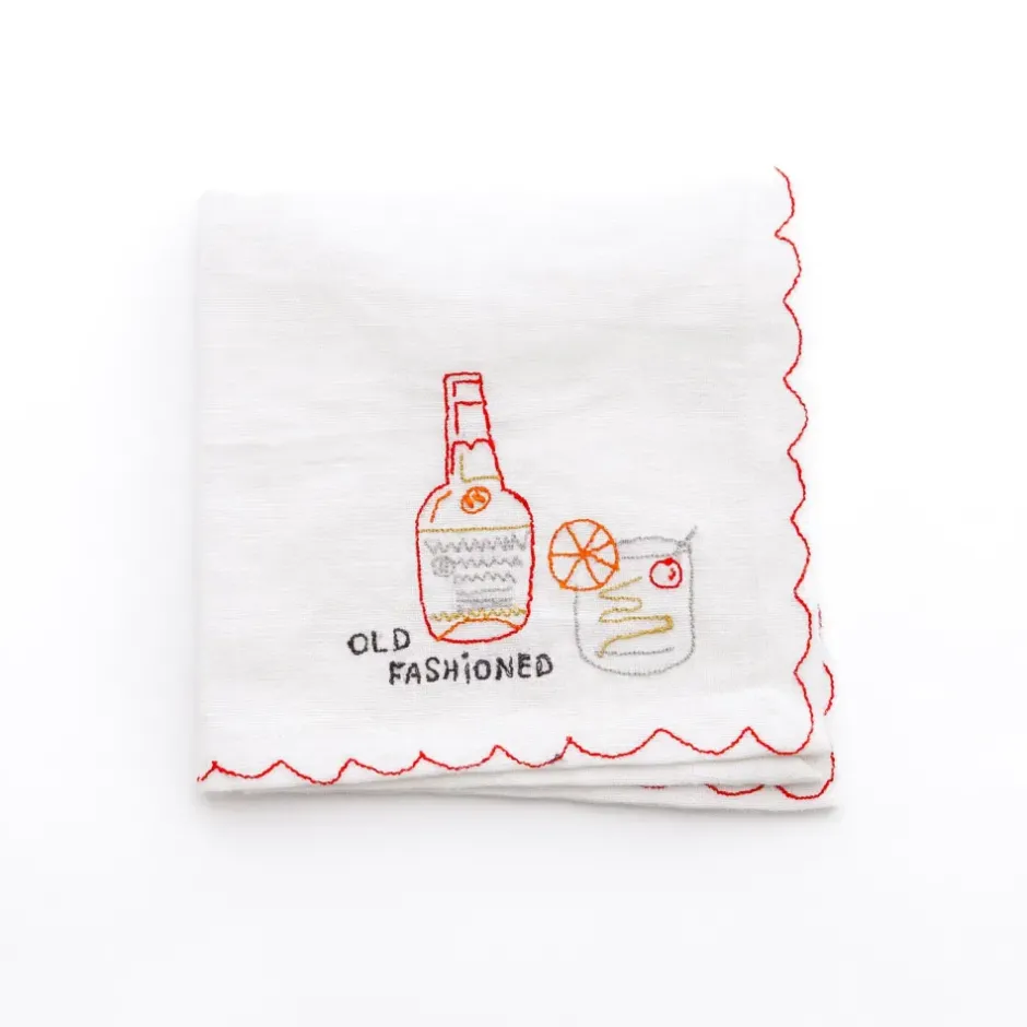 Pomegranate Inc Mixed Drink Embroidered Linen Cocktail Napkins | Set of 6^ Cocktail Napkins