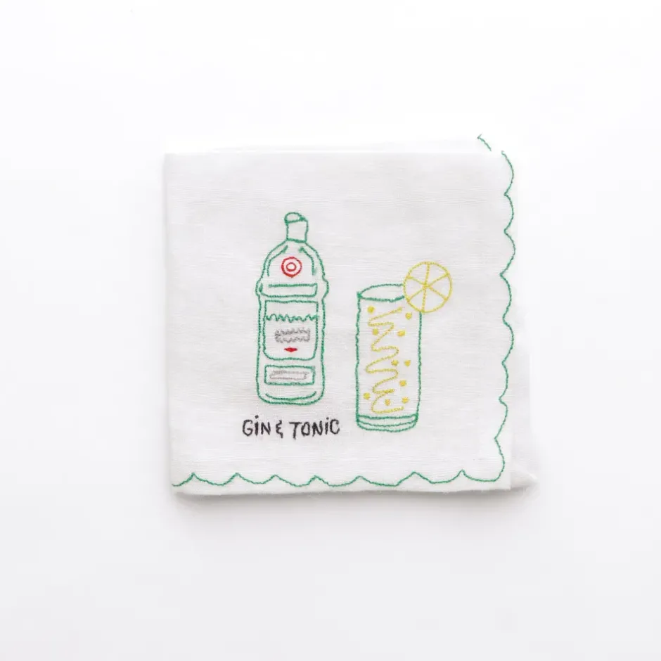 Pomegranate Inc Mixed Drink Embroidered Linen Cocktail Napkins | Set of 6^ Cocktail Napkins