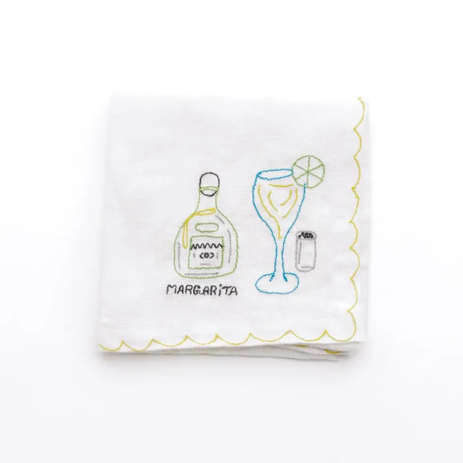 Pomegranate Inc Mixed Drink Embroidered Linen Cocktail Napkins | Set of 6^ Cocktail Napkins