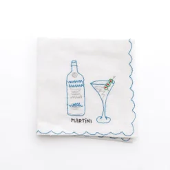 Pomegranate Inc Mixed Drink Embroidered Linen Cocktail Napkins | Set of 6^ Cocktail Napkins
