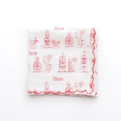 Pomegranate Inc Mixed Drink Printed Linen Cocktail Napkins | Set of 6^ Cocktail Napkins